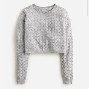 Gray Cable Knit Jcrew cashmere open back Sweater